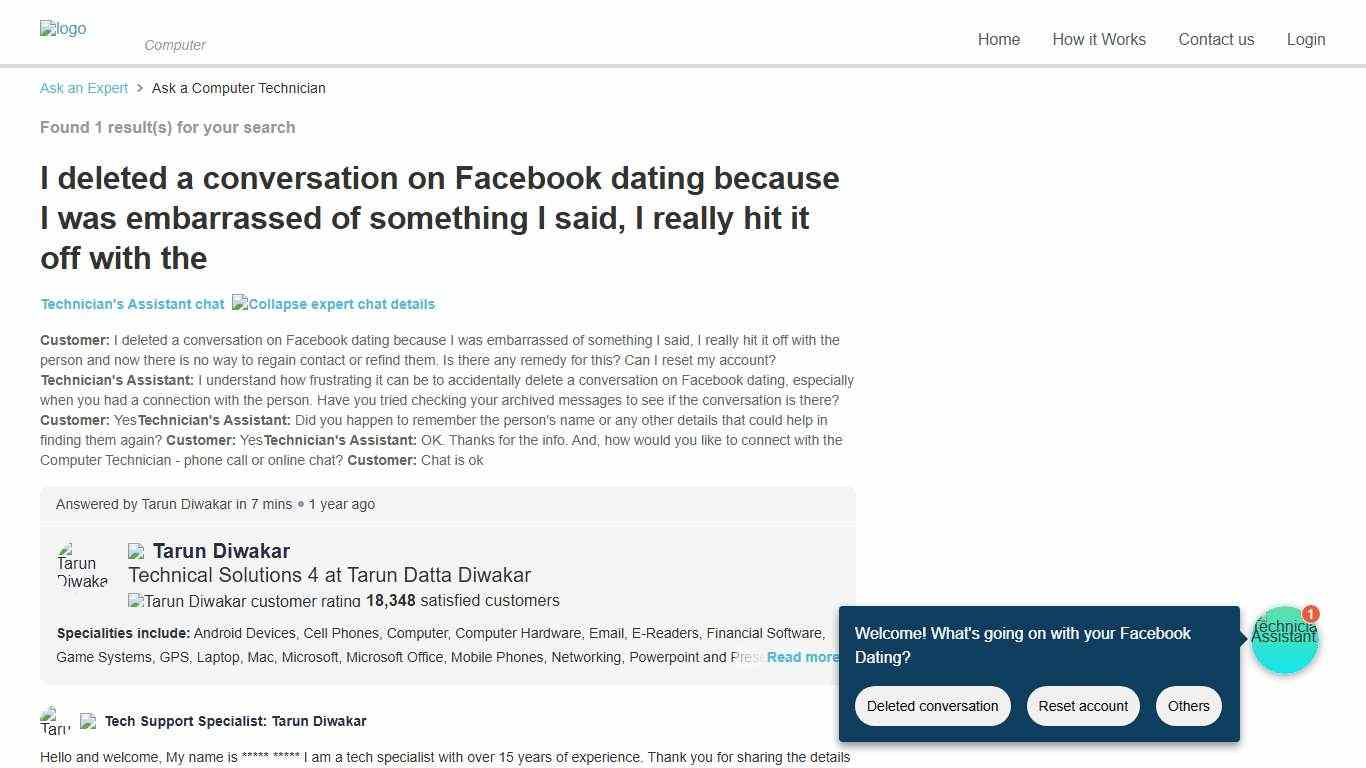 I deleted a conversation on Facebook dating because I was embarrassed of something I said, I really hit it off with the